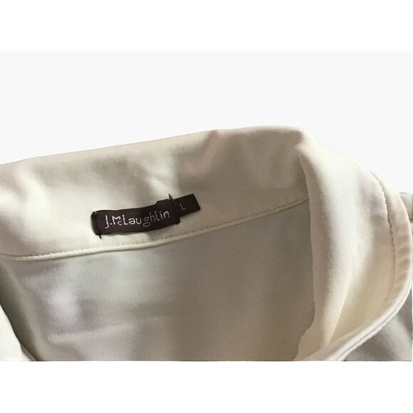 J. McLaughlin Polo Style Top Women's Size Large Off White Catalina Cloth Top Exc - Picture 4 of 7